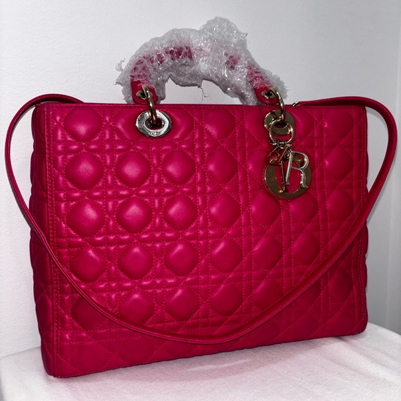Dior Handbags - Barbie pink lady Christian Dior large cannage lambskin bag with feet on bottom